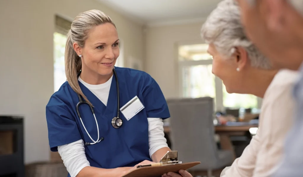 Nurse explaining discharge instructions and symptoms to monitor after hospitalization | CHCM