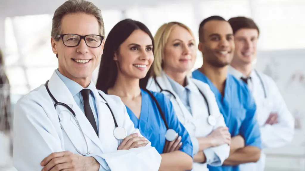 Health care team demonstrating nursing excellence in a Magnet hospital