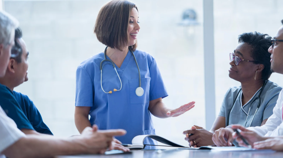 Nurse leader delivering an inspirational keynote during National Nurses Week 
