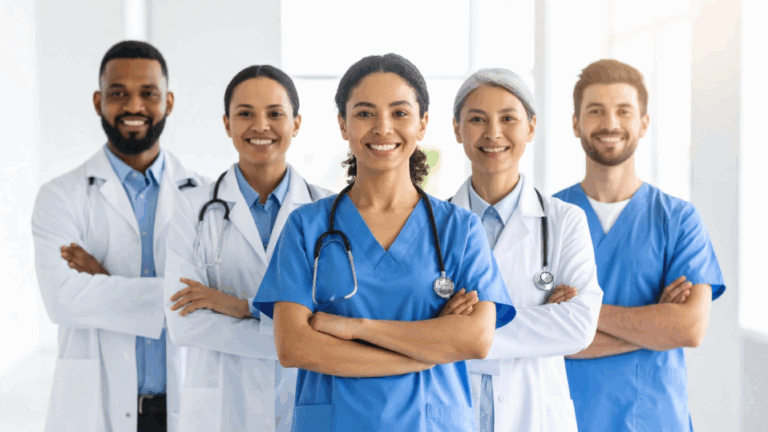 Health care leaders engaging in professional governance discussion to align accountability and outcomes.