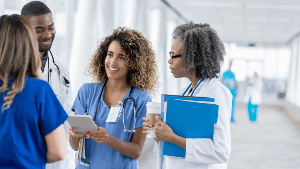 Interprofessional health care team working together to provide excellent patient care