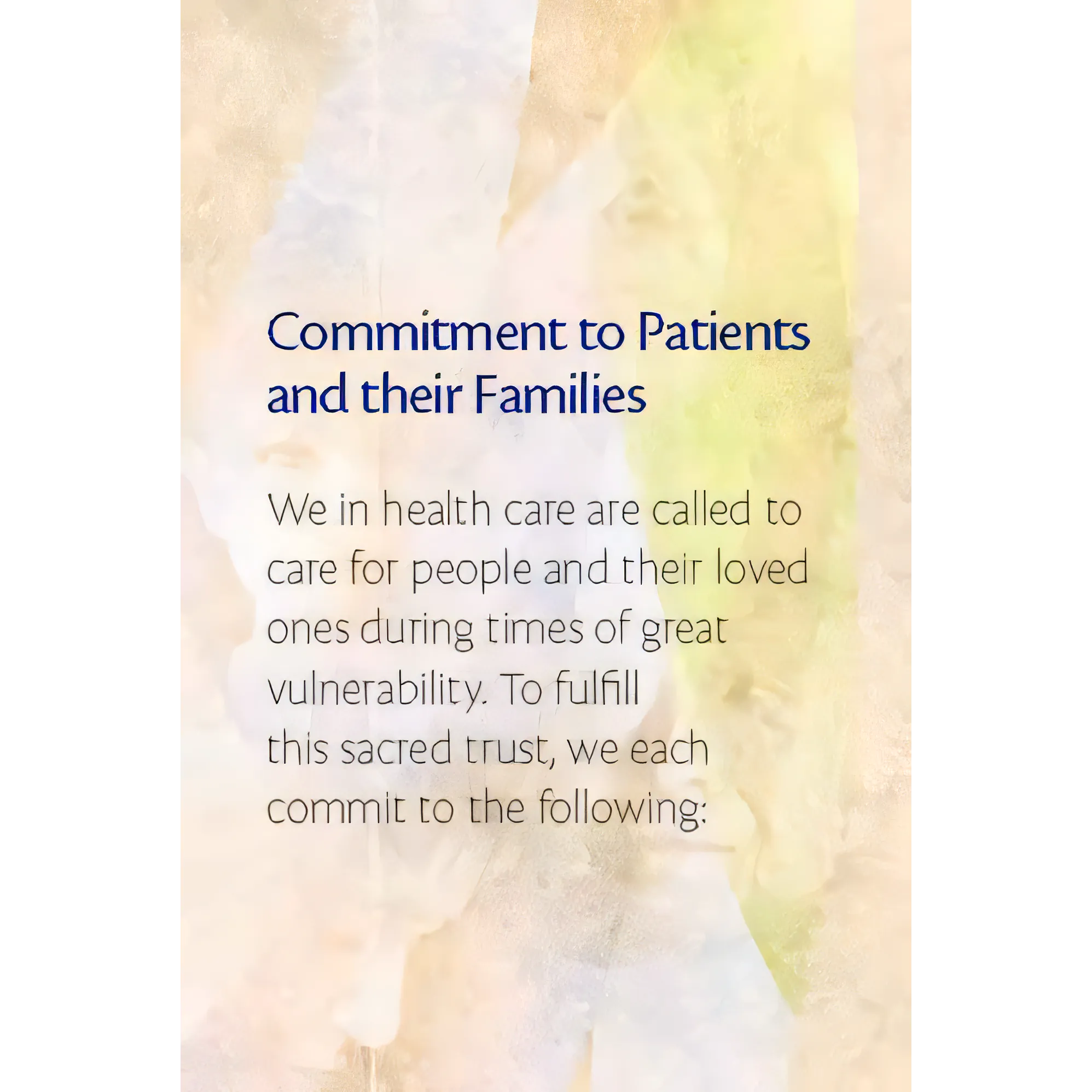 Commitment to Patients and Their Families Card
