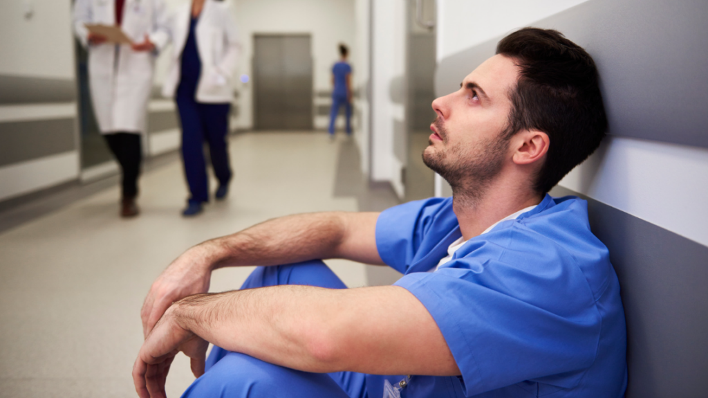 Health care team showing signs of workplace fatigue and culture distress