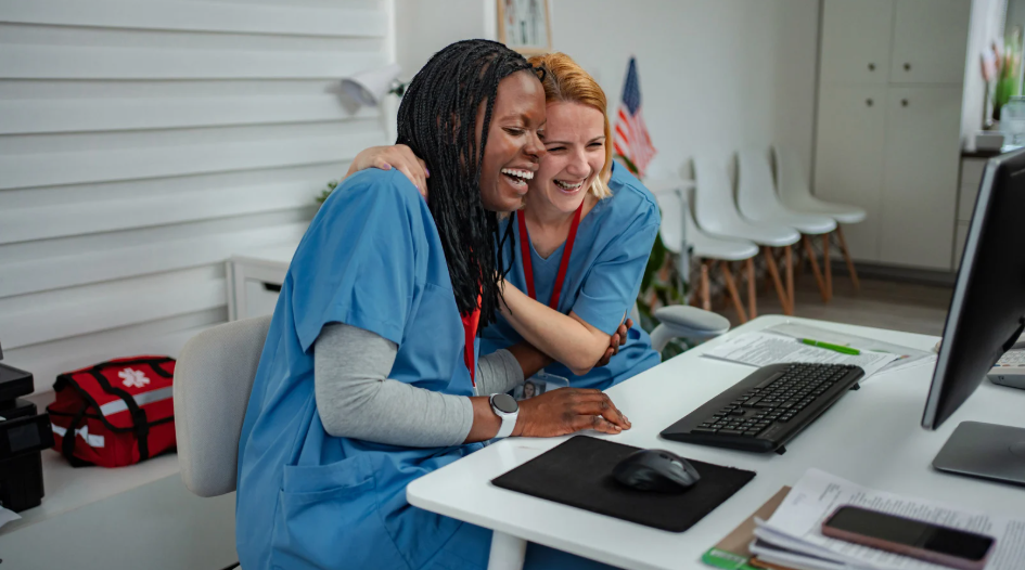 healthcare professionals reflecting on well-being and resilience 