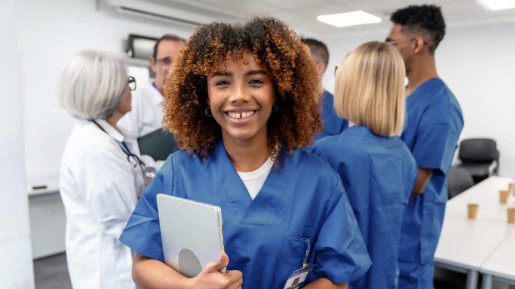 nurses in team huddle demonstrating accountability and communication