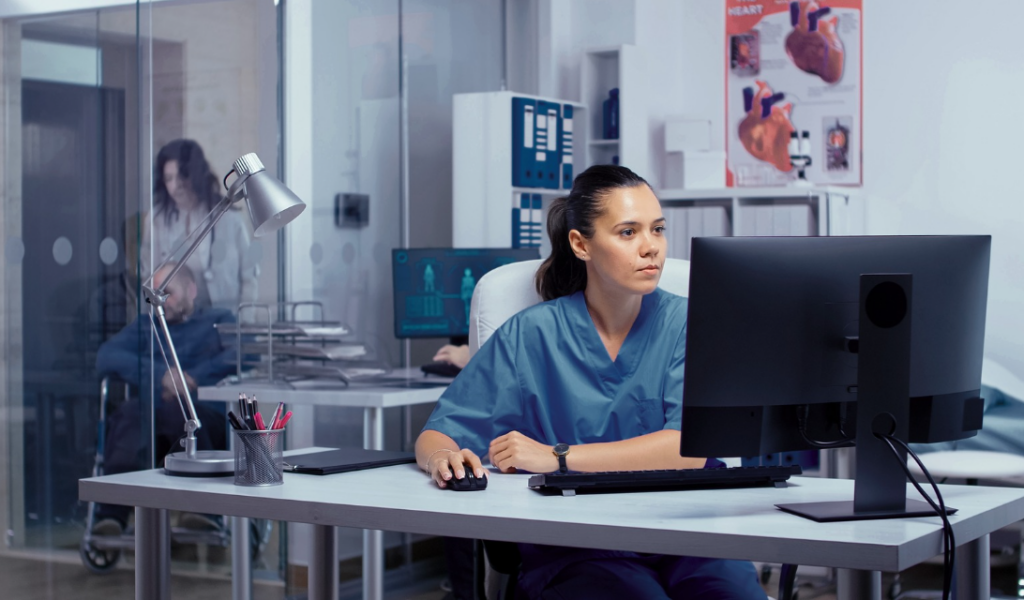 Healthcare professional analyzing quality metrics, patient outcomes, workforce data, and operational performance indicators | CHCM 