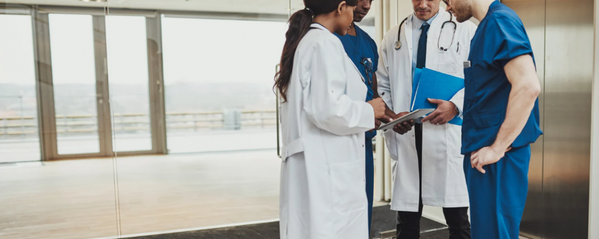 Transformational healthcare leader inspiring a diverse medical team